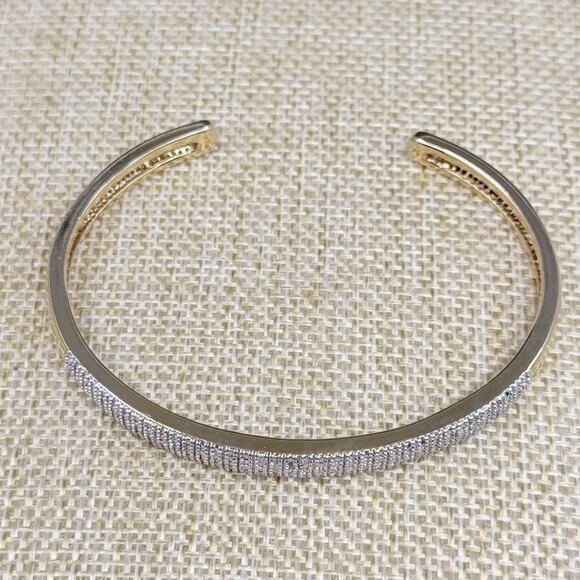 Vintage Gold Tone CZ Pave Cuff Bracelet Signed PAJ BB - Picture 8 of 9